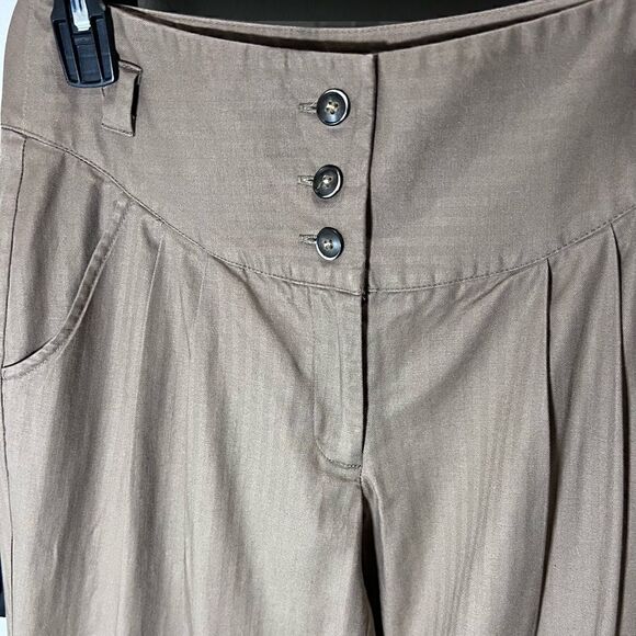 BCBGeneration high waist flare leg pinstriped trousers brown size 6 - Picture 4 of 14